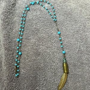 Beautiful feather and blue stone necklace - BOGO 50% Off!
